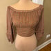 ASTR the label off the shoulder boho floral chiffon sleeve crop top size XS