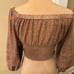 ASTR the label off the shoulder boho floral chiffon sleeve crop top size XS