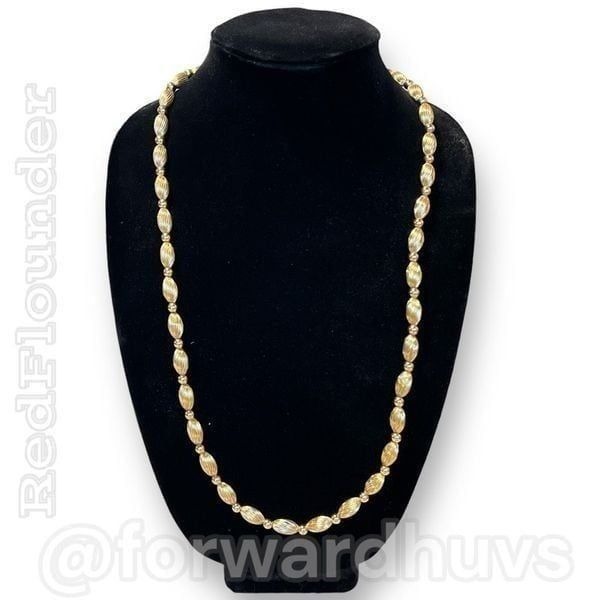 Vintage 1980s Napier Necklace | Gold Tone & Spacer Beads