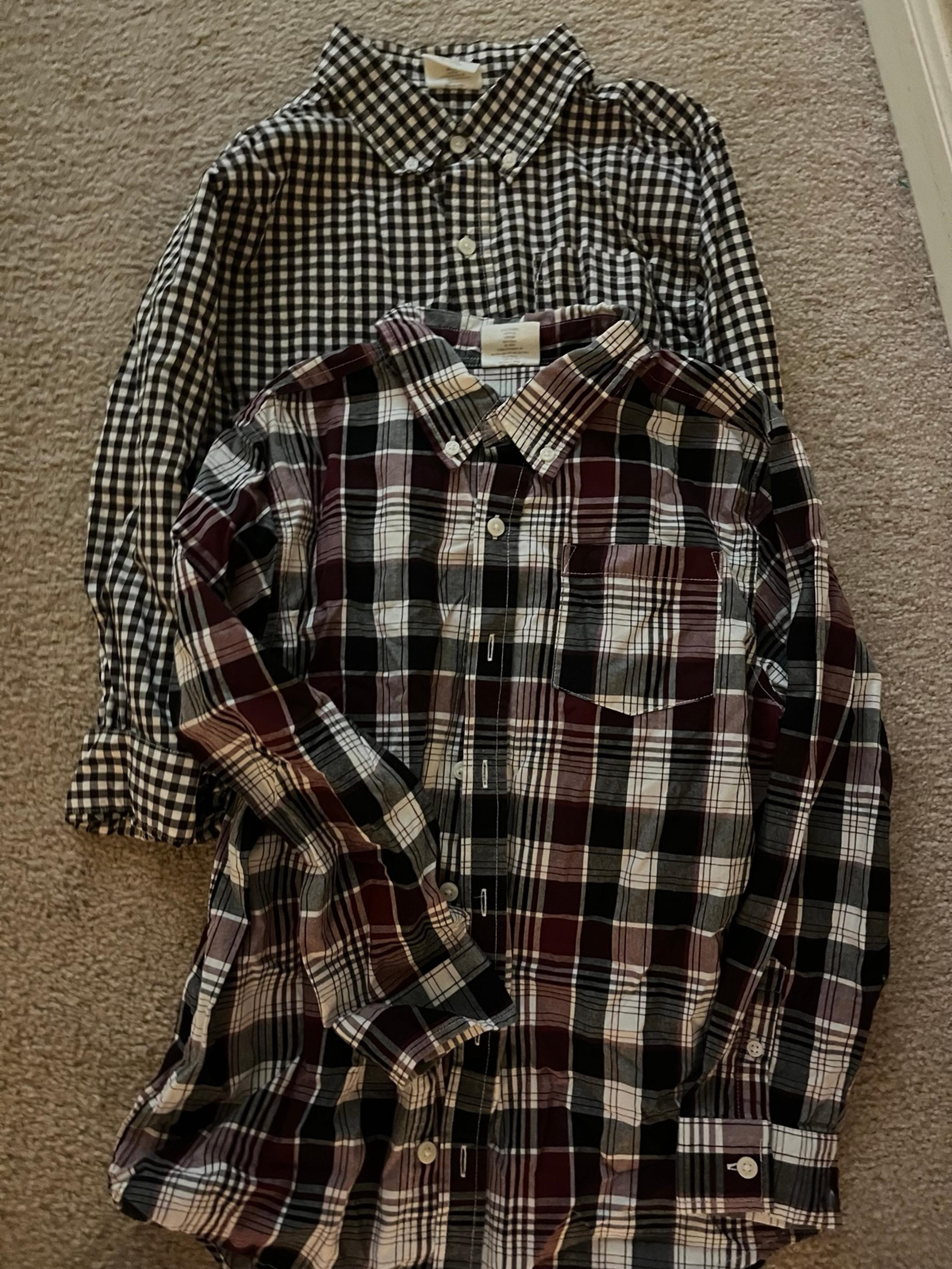 Youth boys plaid button down long sleeve shirts bundle
