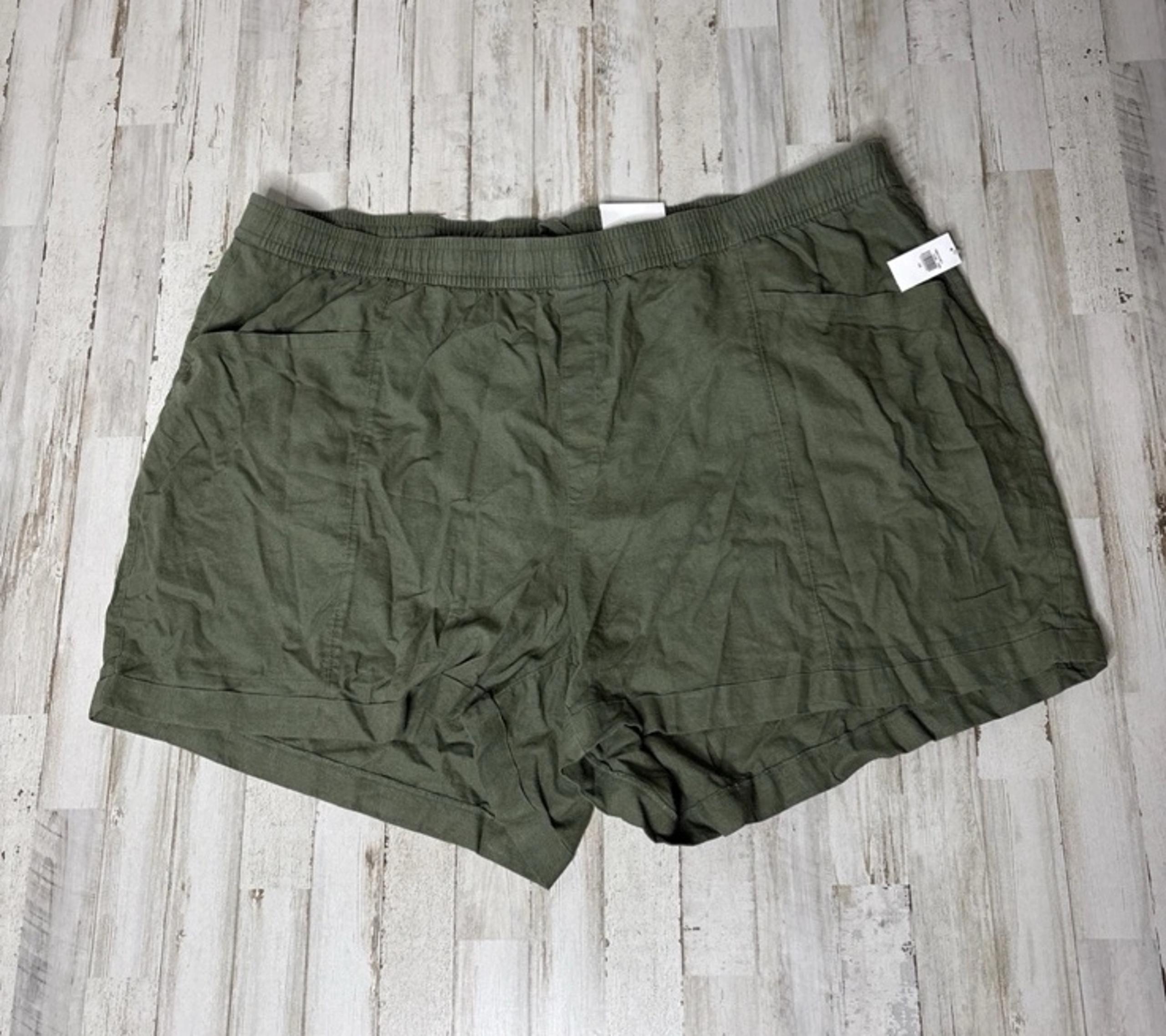Old Navy Linen Blend Pull On Elastic Waist Green Shorts Women’s Size 4X NWT!