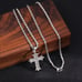 24 Womens 2ct Diamond 14K White Gold Cross Necklace Rope Chain Silver Jewelry