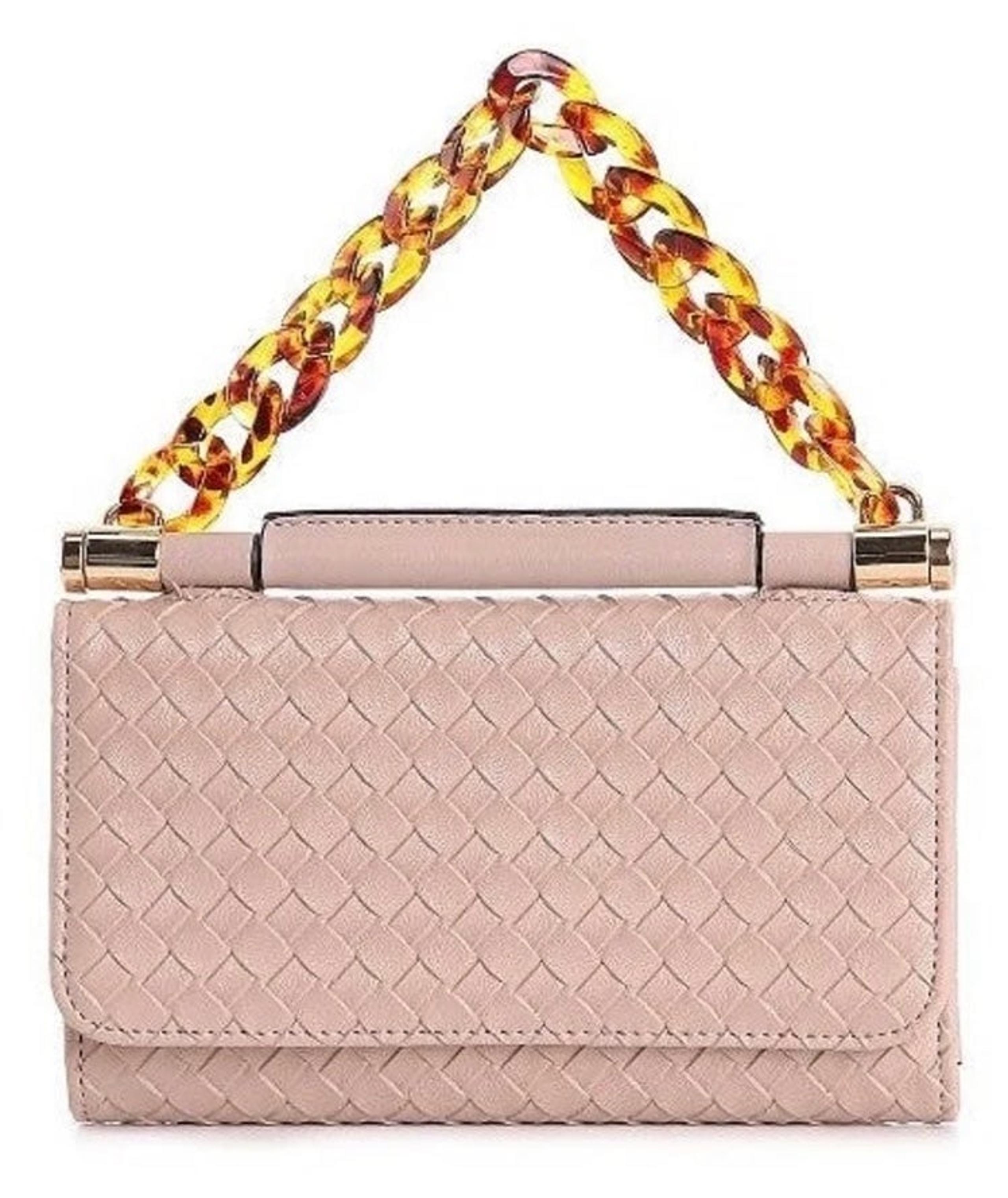 Violet Ray enamel woven crossbody wallet Bag Pink