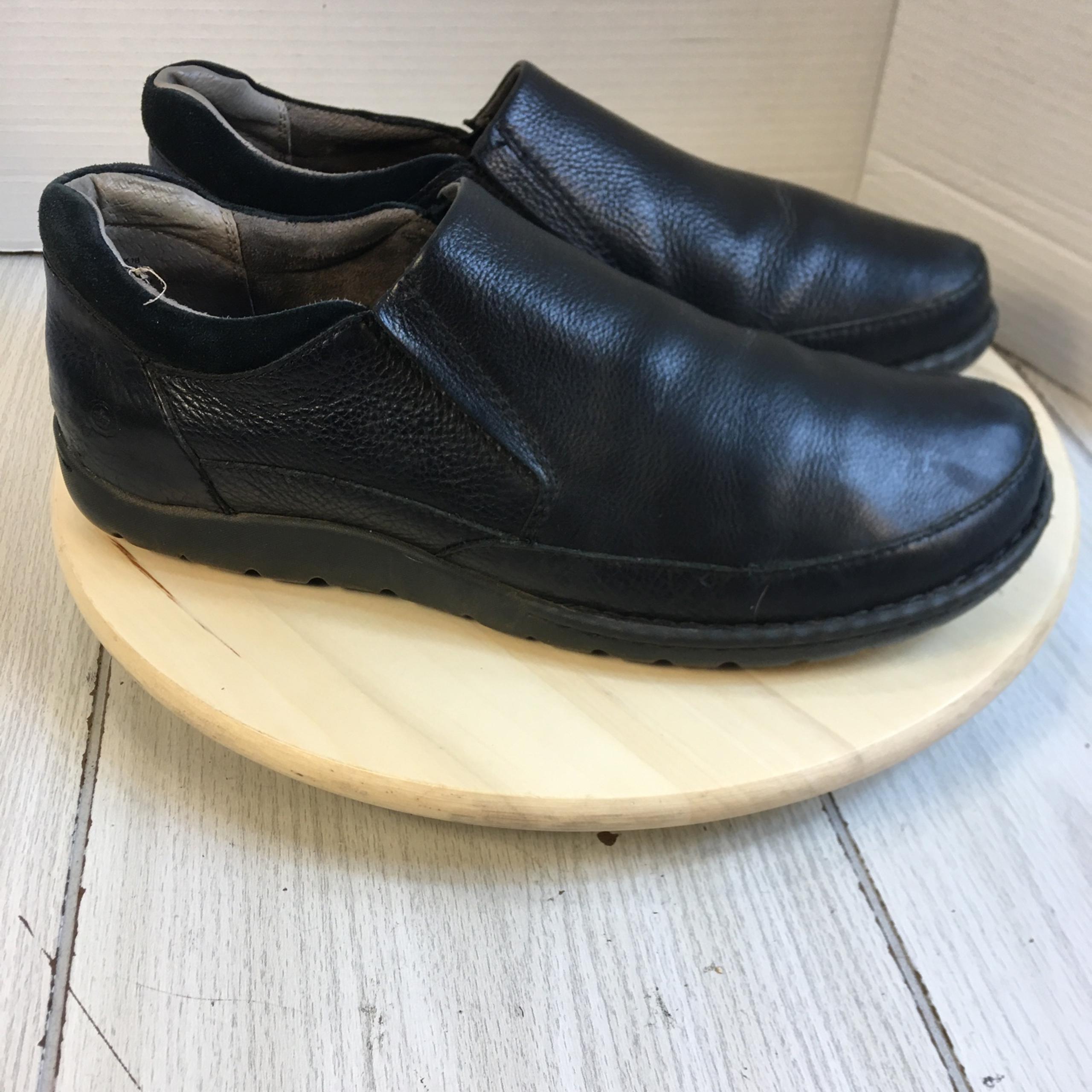 Born Men's Sz 14M Black Leather Loafers Slip On Comfort Shoes