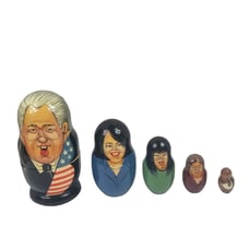 President Bill Clinton/Lewinsky/Hillary/Tripp Wood Russian Nesting Dolls Sax
