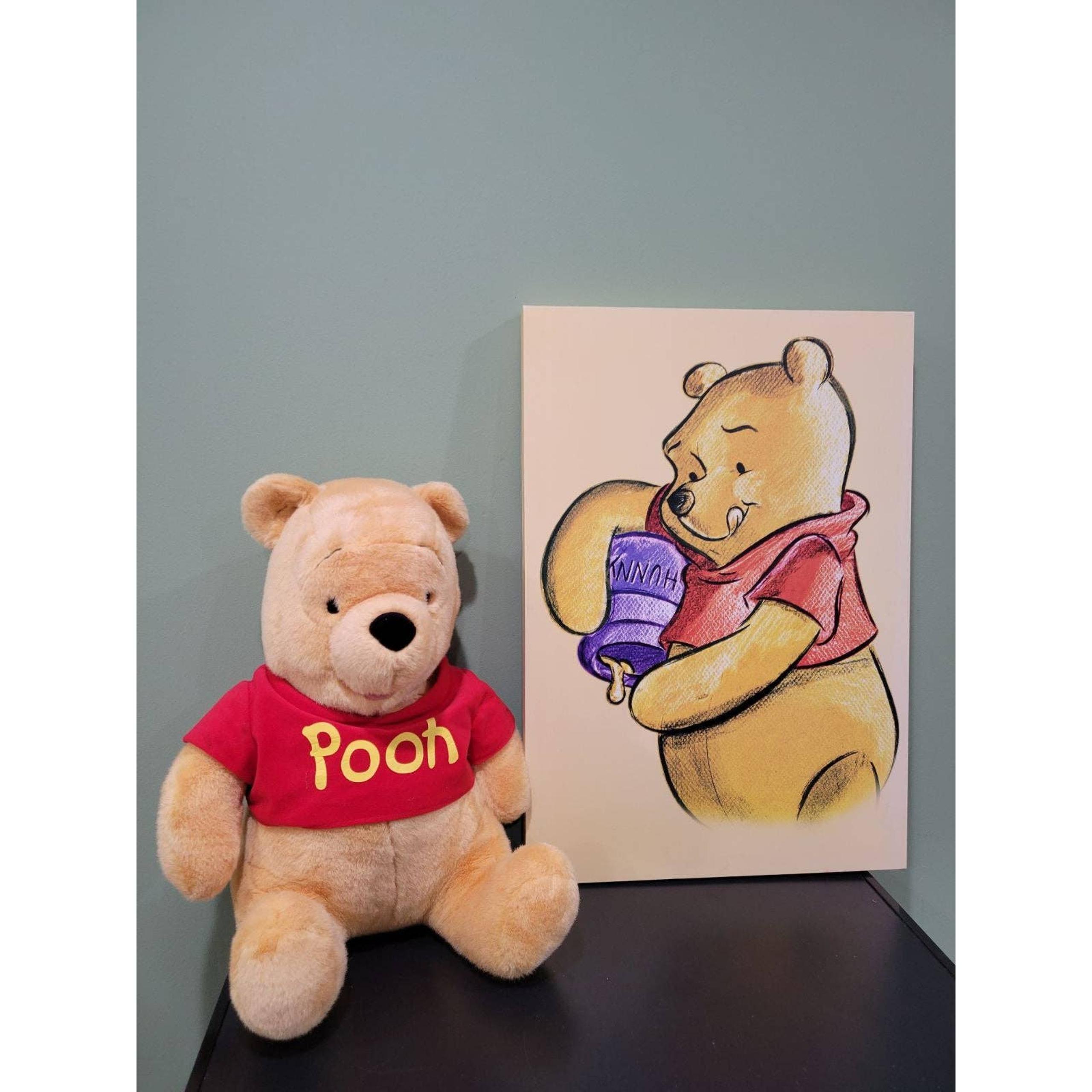 Vintage Disney Winnie the pooh soft toy and canvas painting set