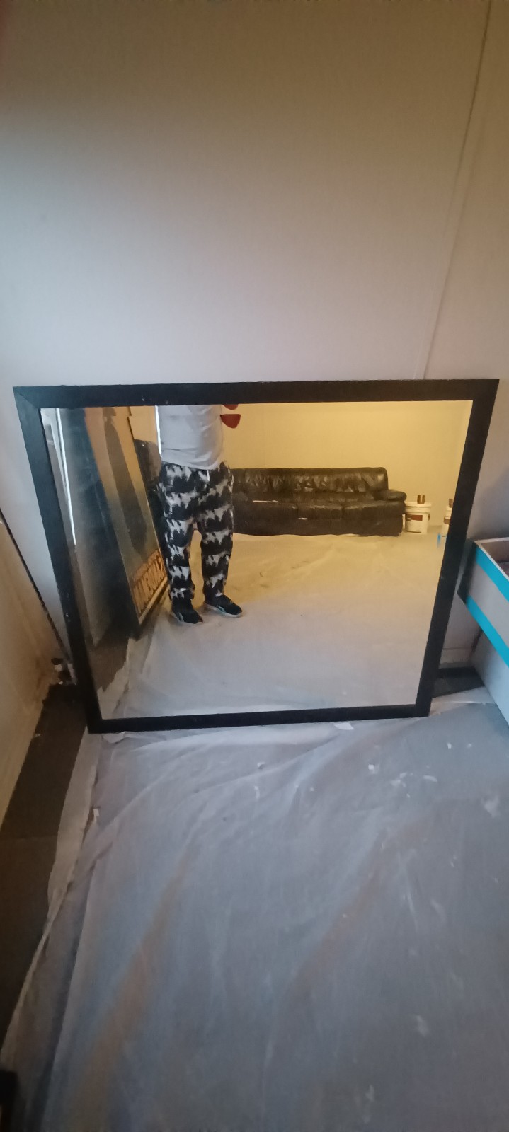 Mirror in black wood frame excellent condition