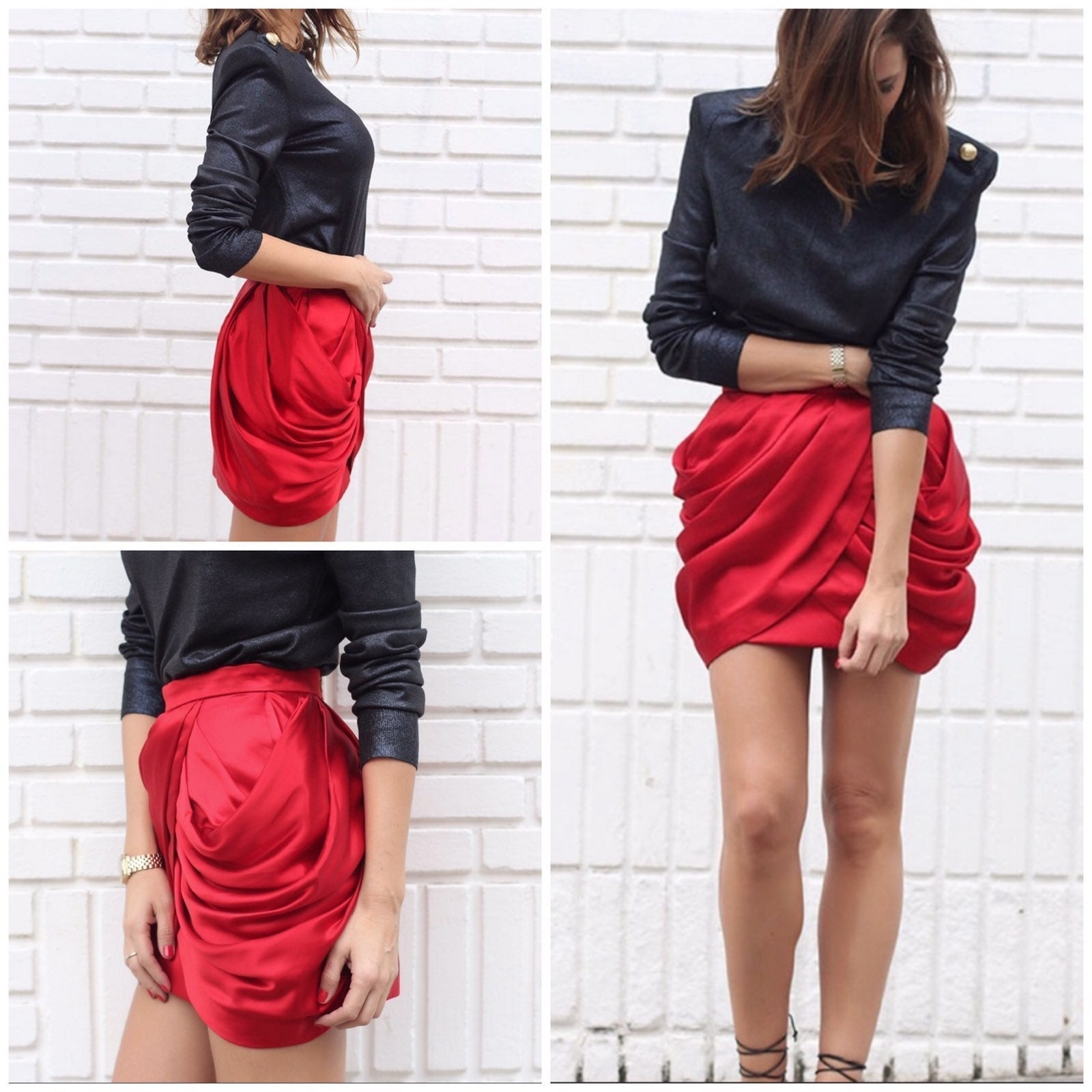 NWT Balmain x H&M Red Silk Tulip Skirt 2