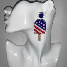 NWT hand beaded POPSICLE flag EARRINGS