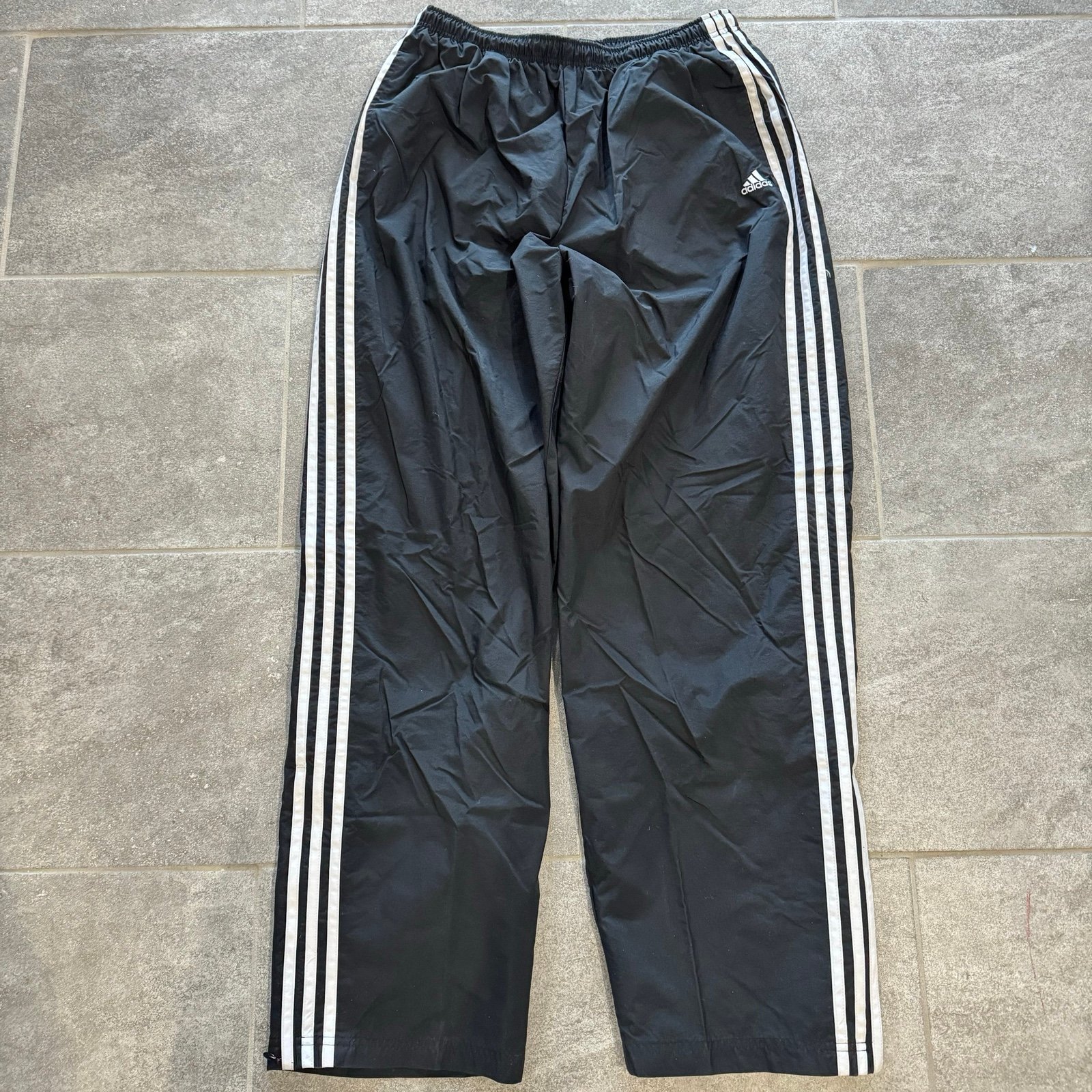00s adidas baggy track pants wide leg Y2K black