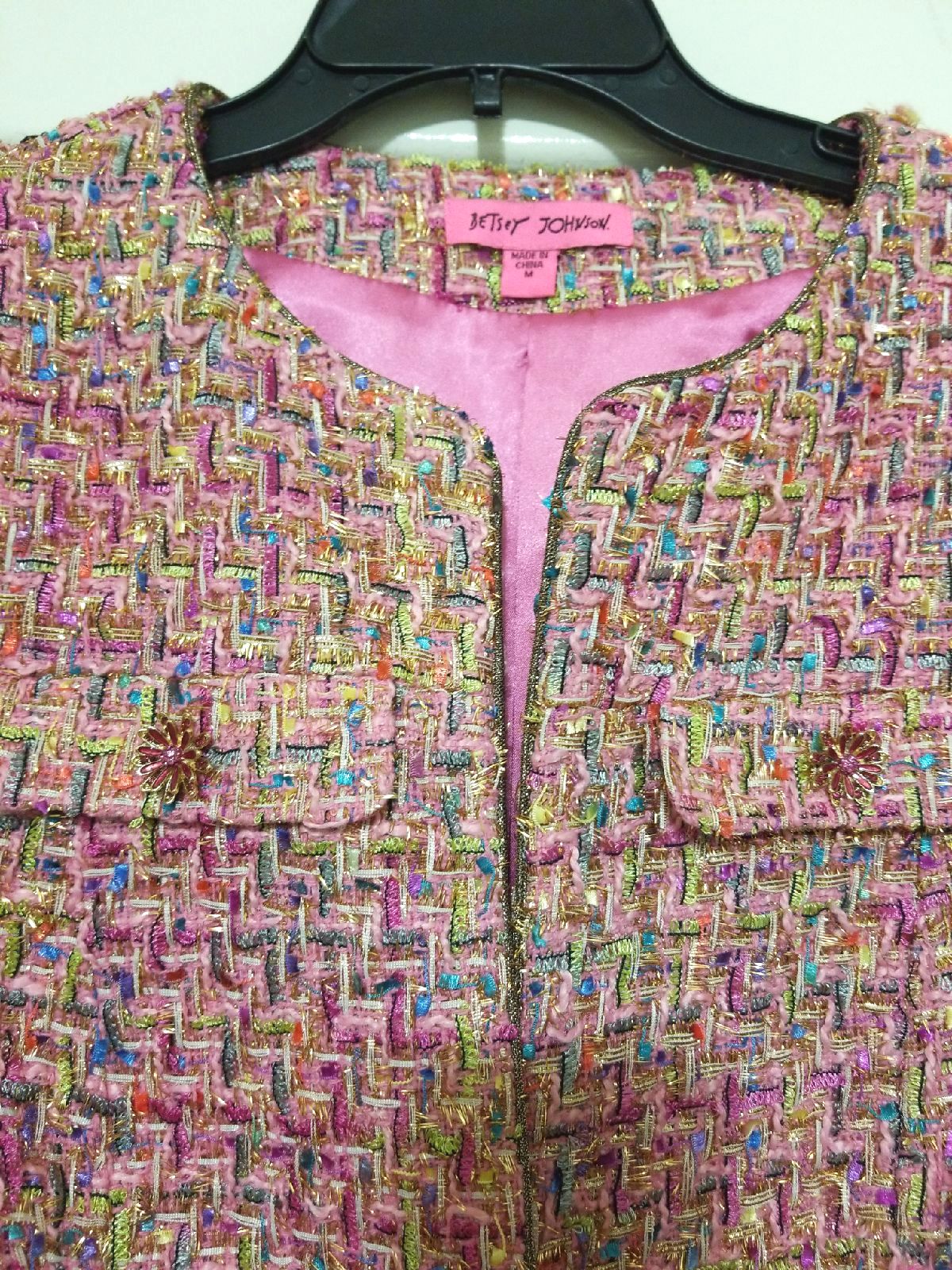 Tweed Pink Jacket Betsy Johnson NEW