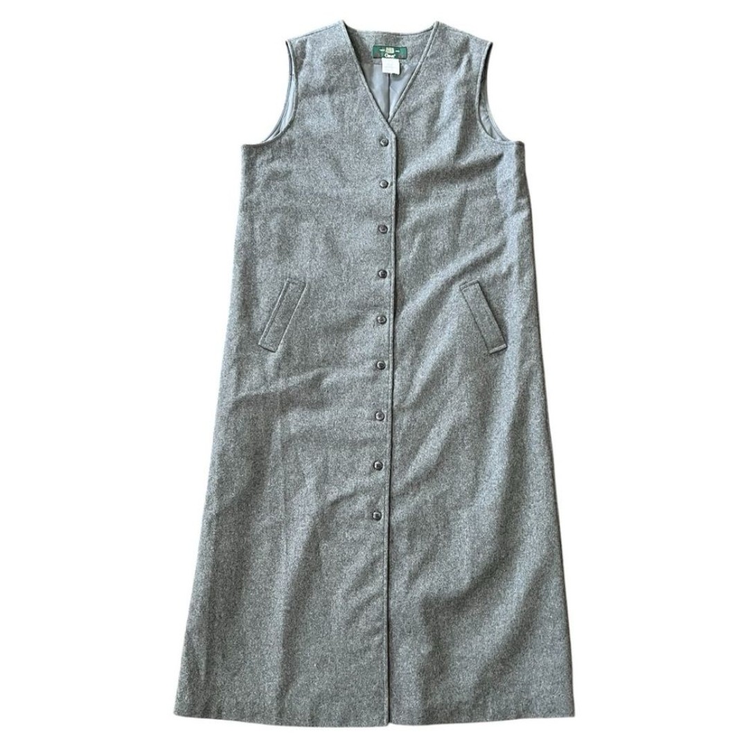 Vintage Orvis 100% Wool Gray Button Down Dress Size 16