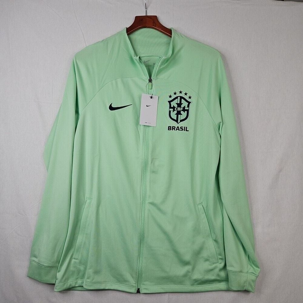 Nike Dri-Fit Brazil Strike Soccer Track Jacket Green DX1950-390 Men's Size Large