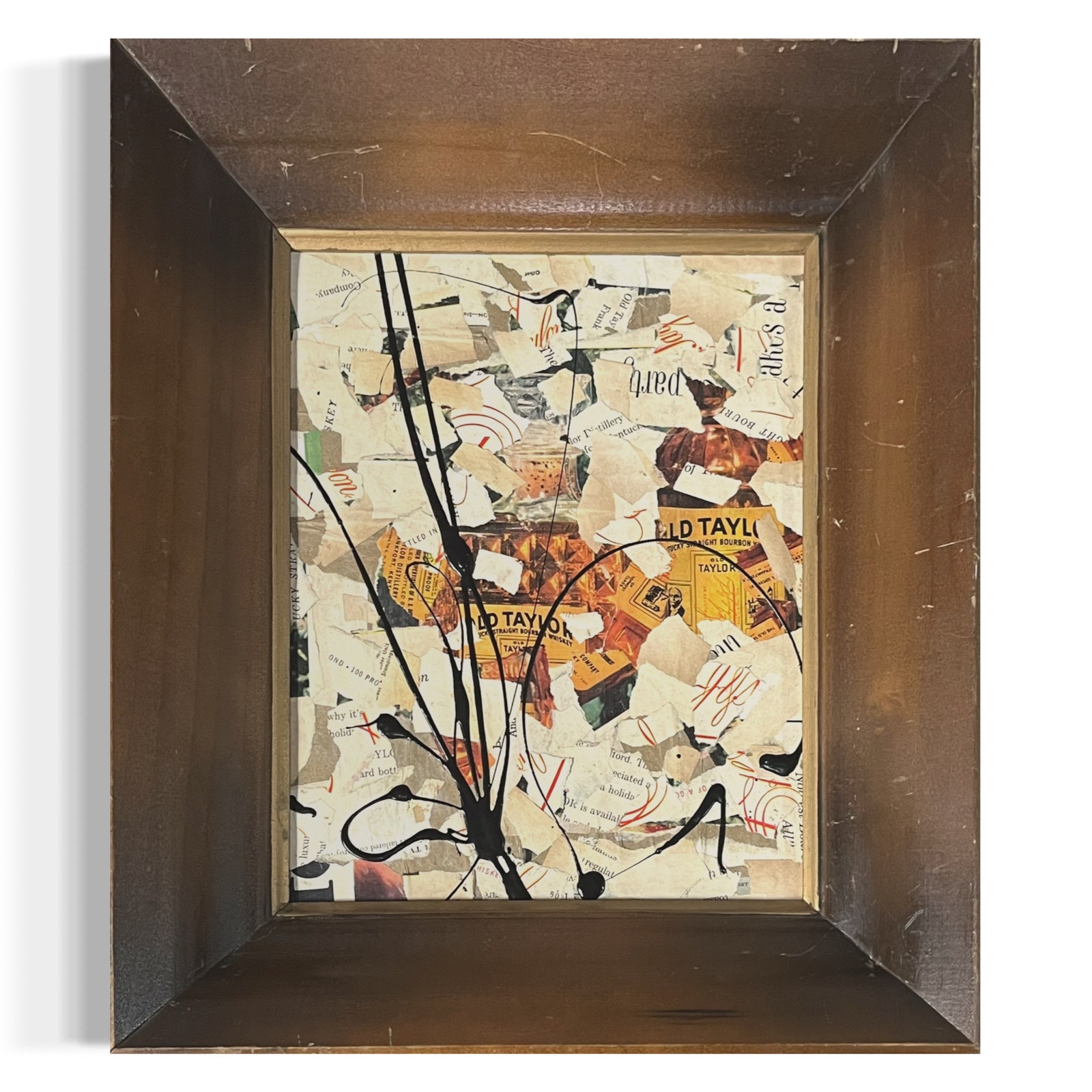 Original Framed Mixed Media Abstract Art Collage 12x14 1952 Old Taylor
