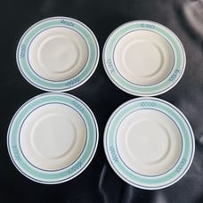 Trendland Italy Hand Made Painted Pottery Saucer Lot of 4 Aqua Blue White
