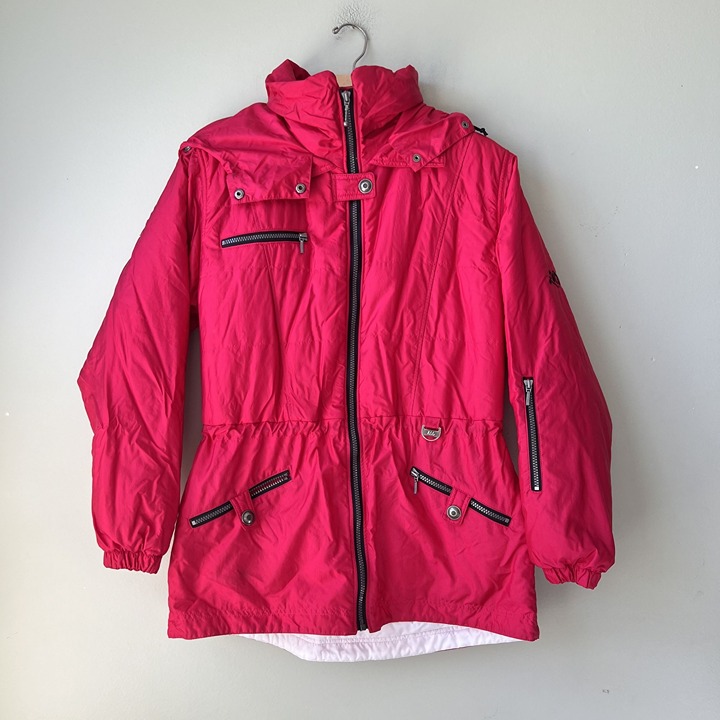 Nils Womens Hot Pink Nylon Ski Jacket With Hood & Zippered Pockets Large