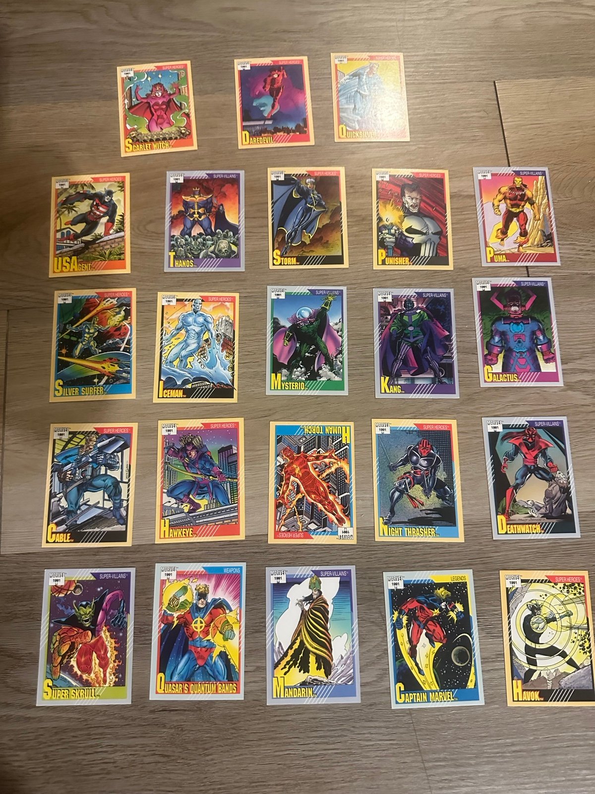 Lot of 23 1991 marvel trading cards all in mint to near mint condition