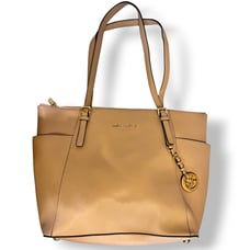 Michael Kors Jet Set Tote Bag - Top Zip Beige Tone Women's Bag