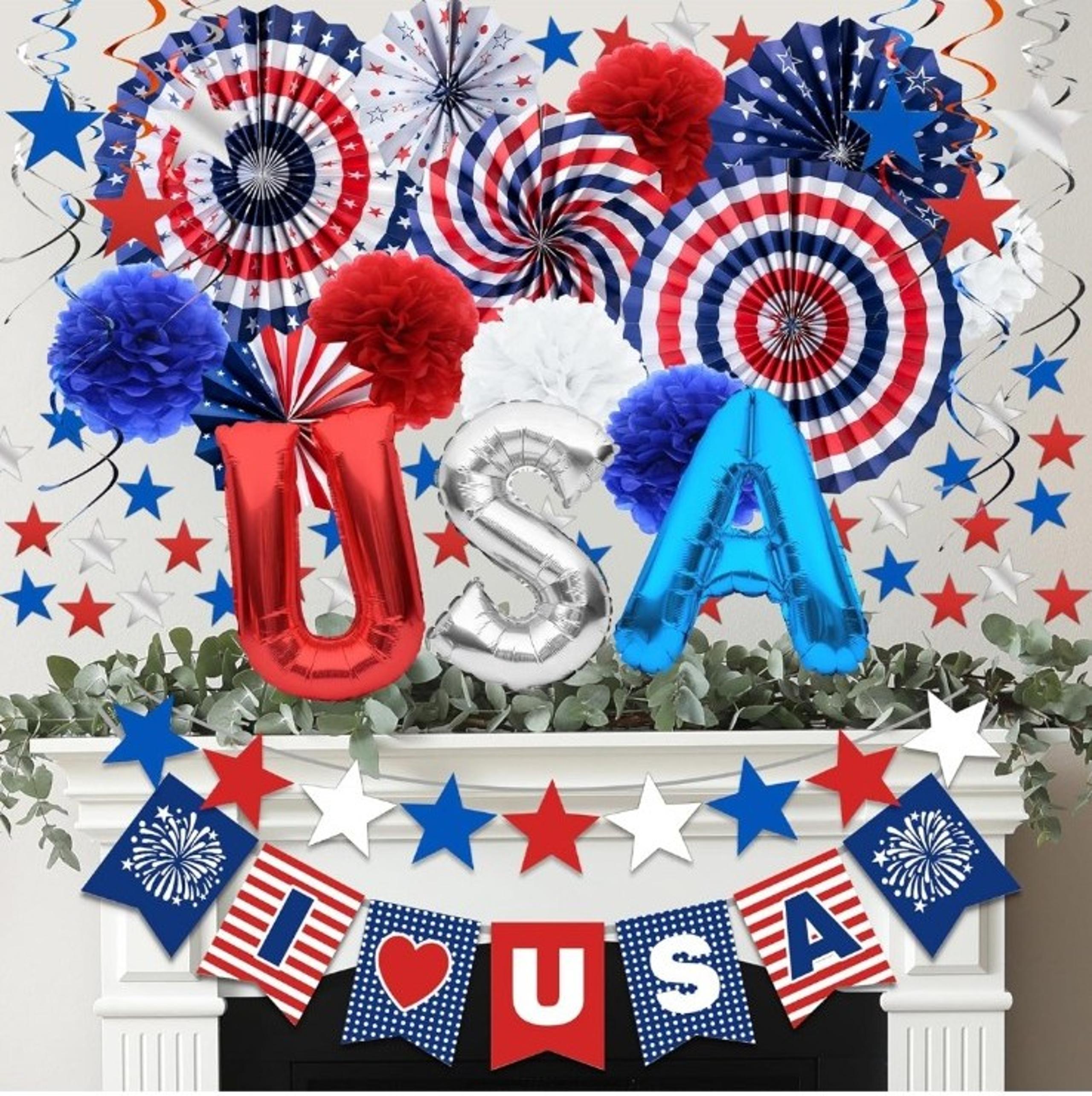 4th of July Decorations,  Memorial Day Decorations Set with Banners, USA