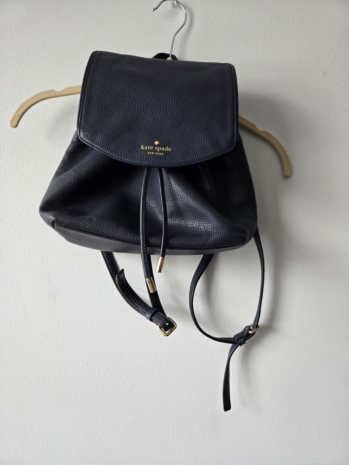 Kate spade navy leather backpack mulberry street