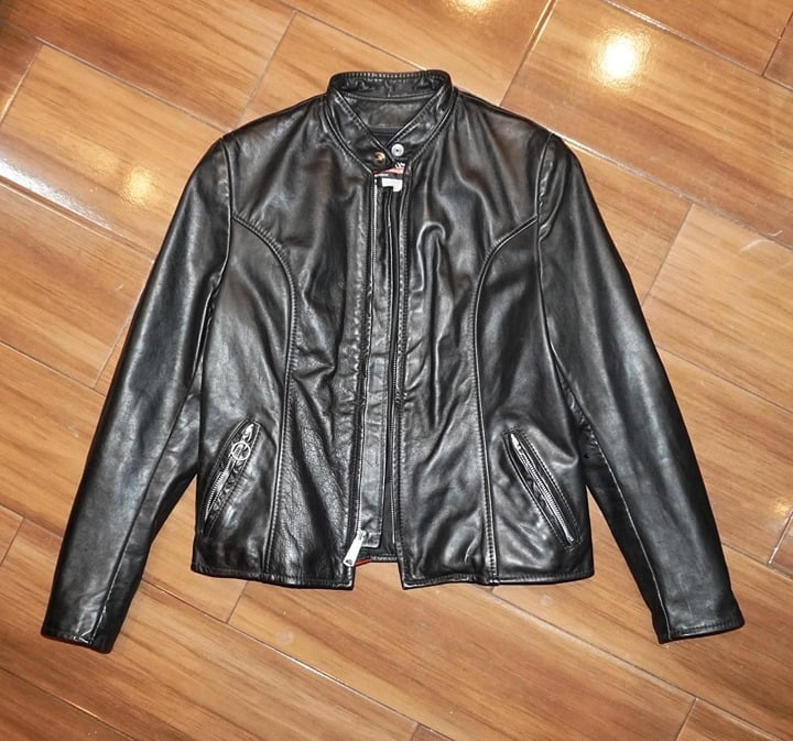 Brooks Black Leather Jacket Vintage Motorcycle Biker Riding Coat Size 38