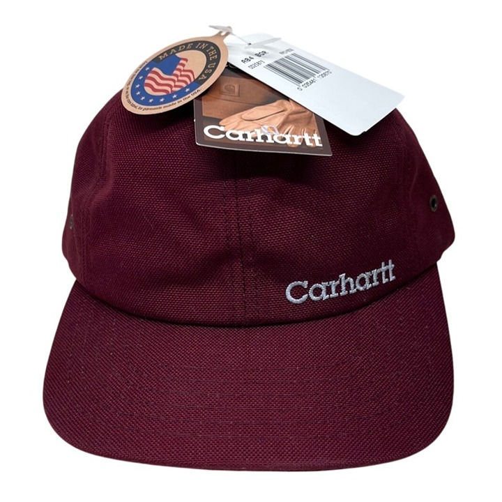 NWT Vintage 90s Carhartt Hat Cap Strapback Burgundy Maroon USA Adjustable