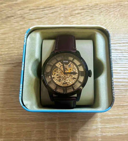Men's Automatic Watch with Mechanical Movement and Skeleton Dial