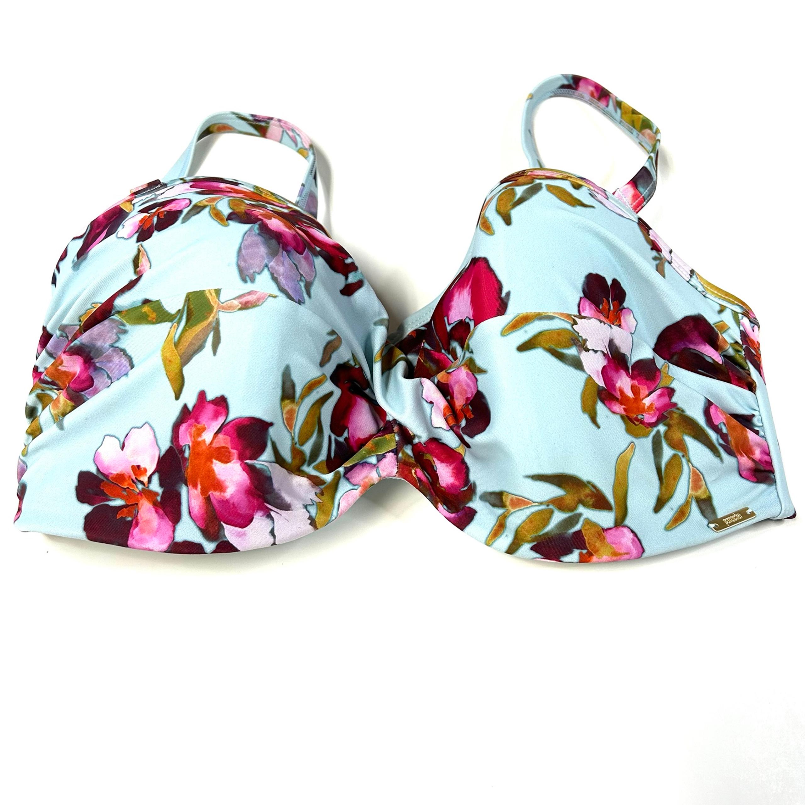 Panache 34E 34DD Bandeau Bikini Top Amelia SW0983 Blue Pink Floral #2539