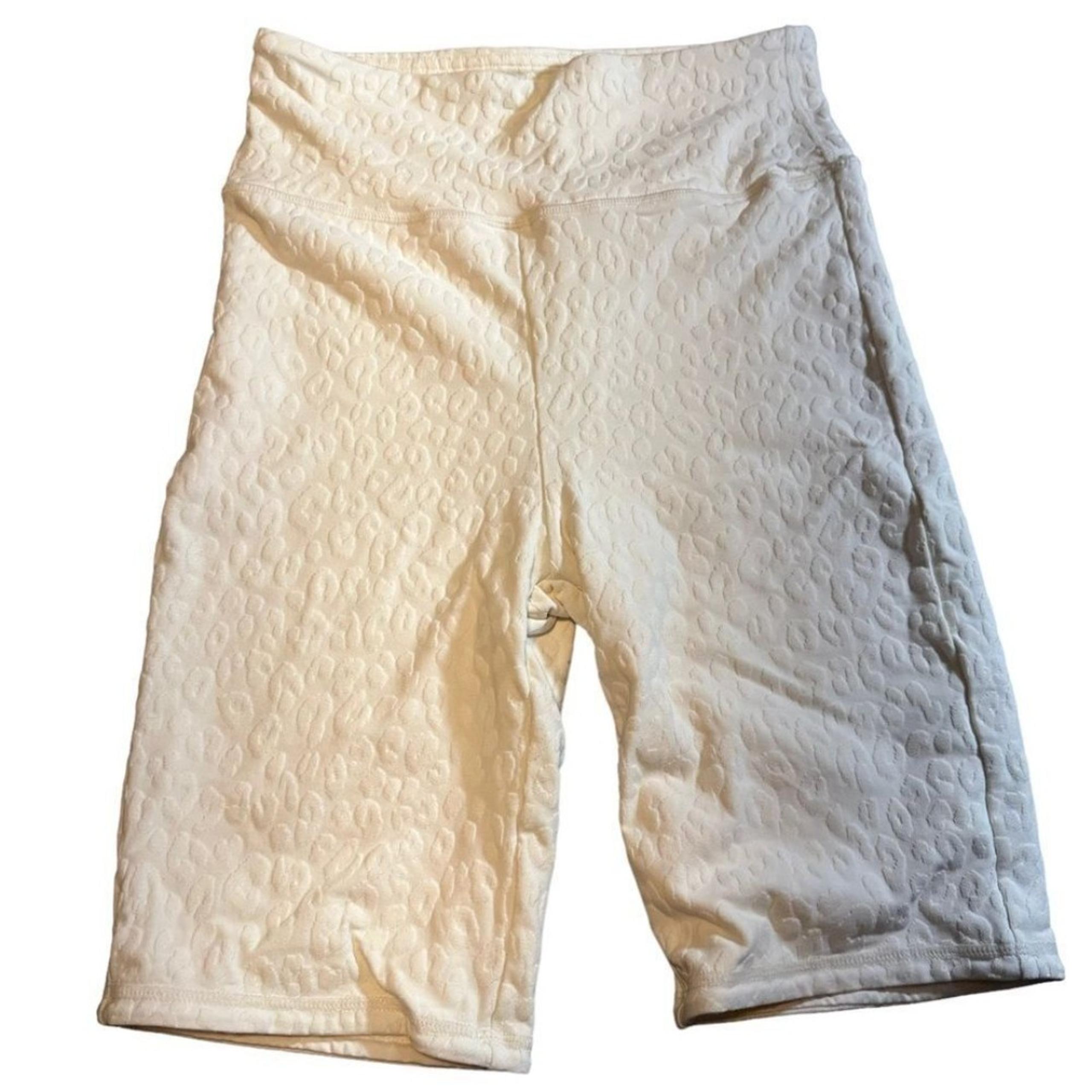 Mono B Women's Wild Side Leopard Jacquard Biker Shorts in Ivory  Size Medium