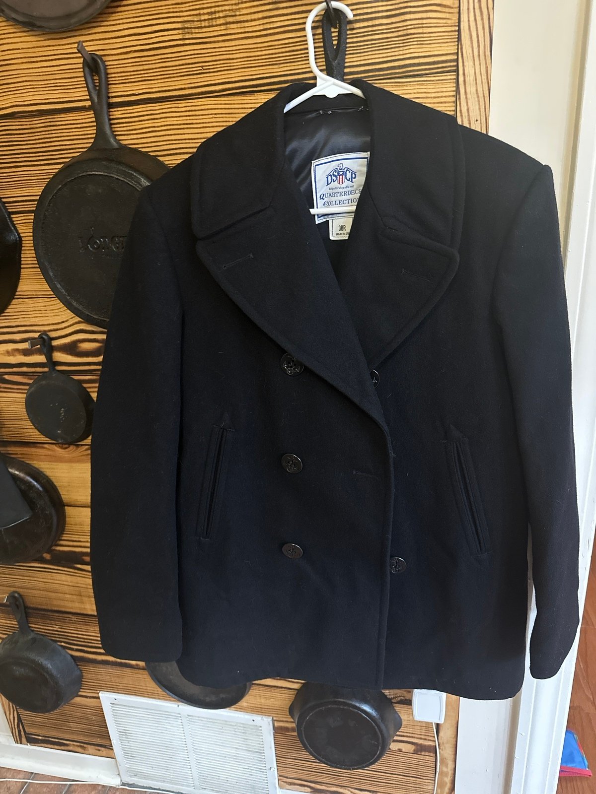 DSCP Navy Quarterdeck Collection Black Wool Peacoat 38R