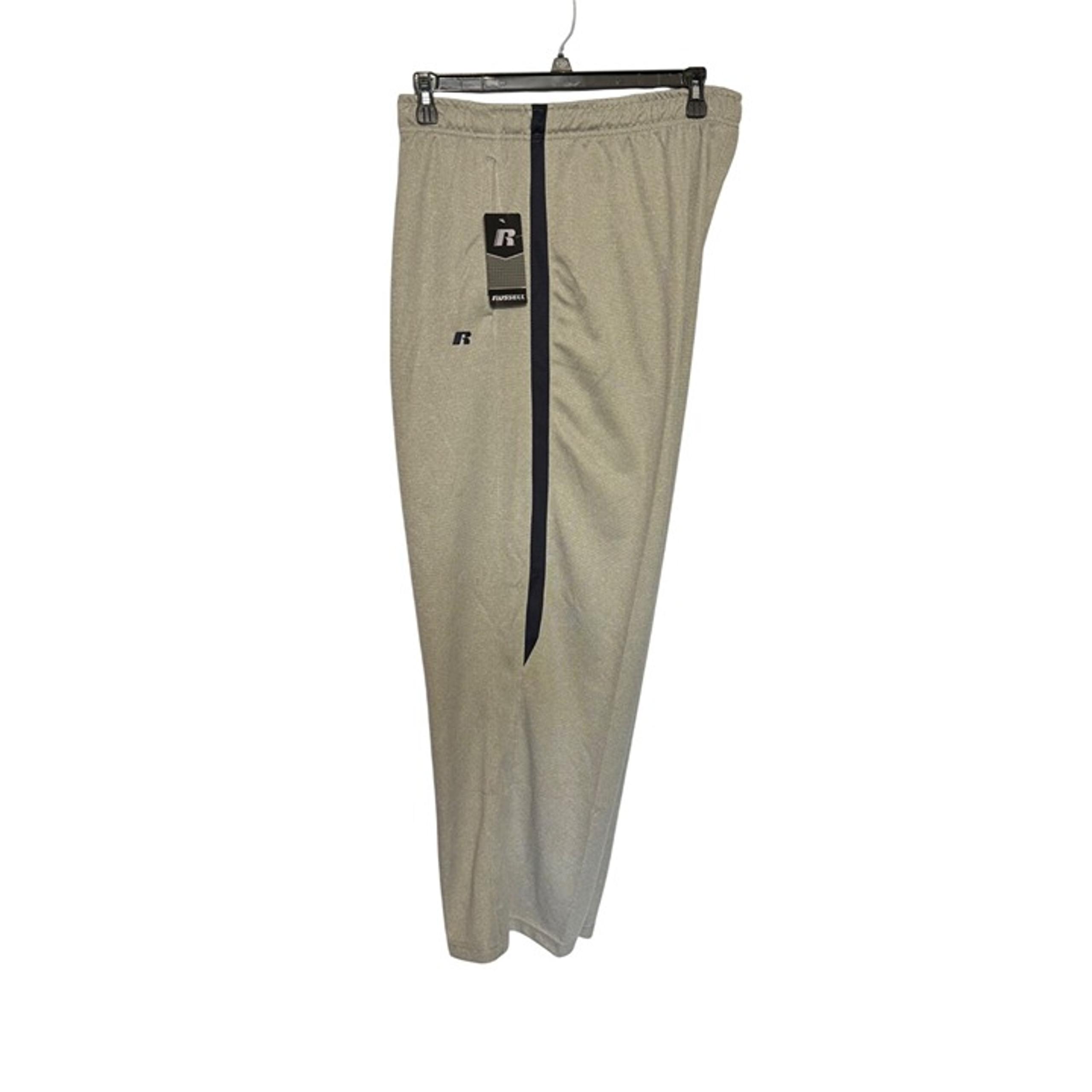 Russell Athletic Big & Tall Men Knit Track Pants 2XL/2XG Gray with Navy Stripe