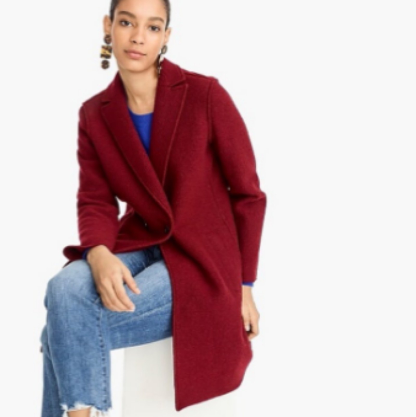 J. CREW Crimson Daphne Boiled Wool Top coat