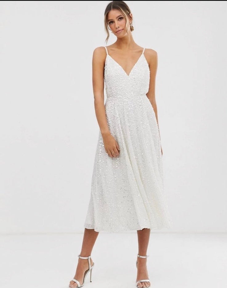 ASOS Edition Eva Embellished Cami Midi Wedding Dress