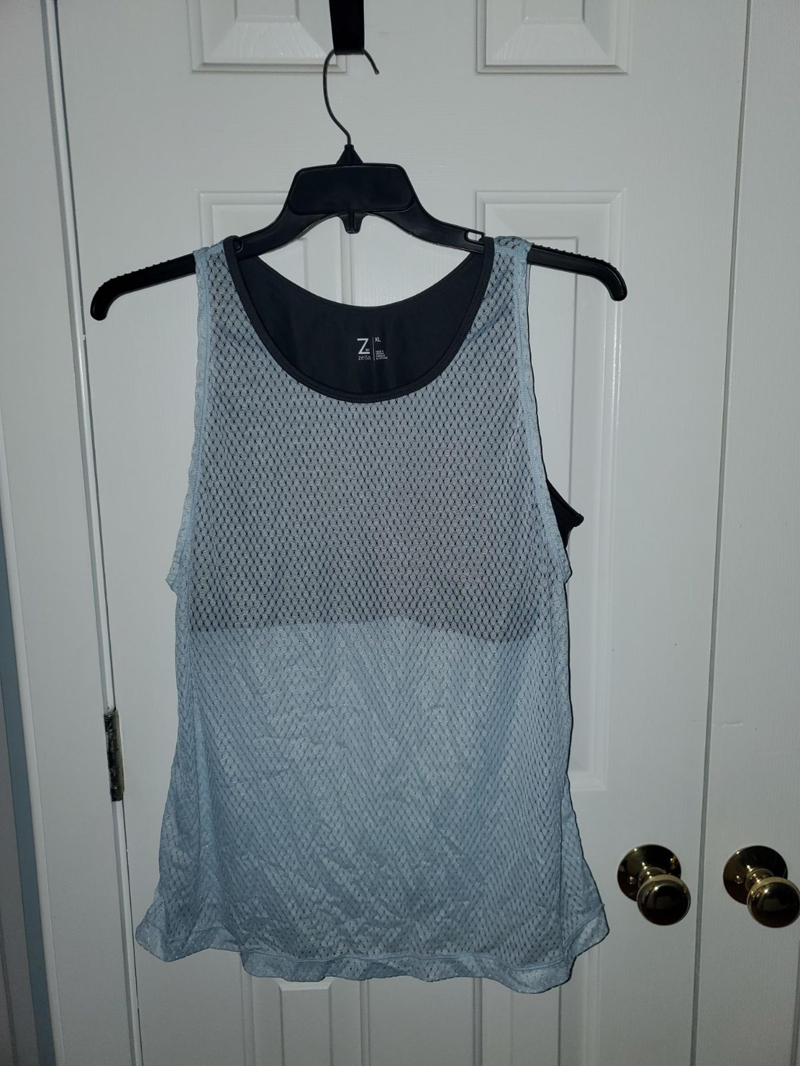 Zella Women's Lighy Blue Mesh Scoop Neck