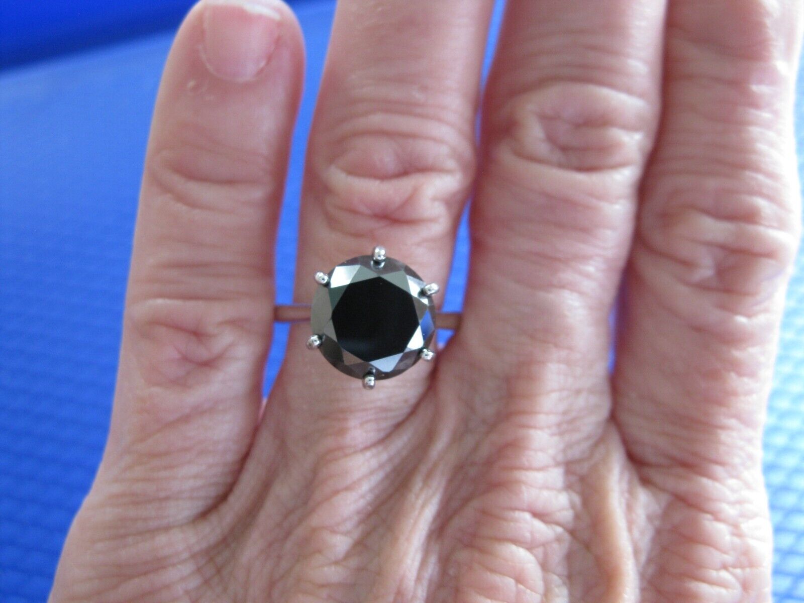 4.50ct 100% REAL NATURAL BLACK DIAMOND RING, CERTIFICATE,FR EE DIA TESTER Size 6