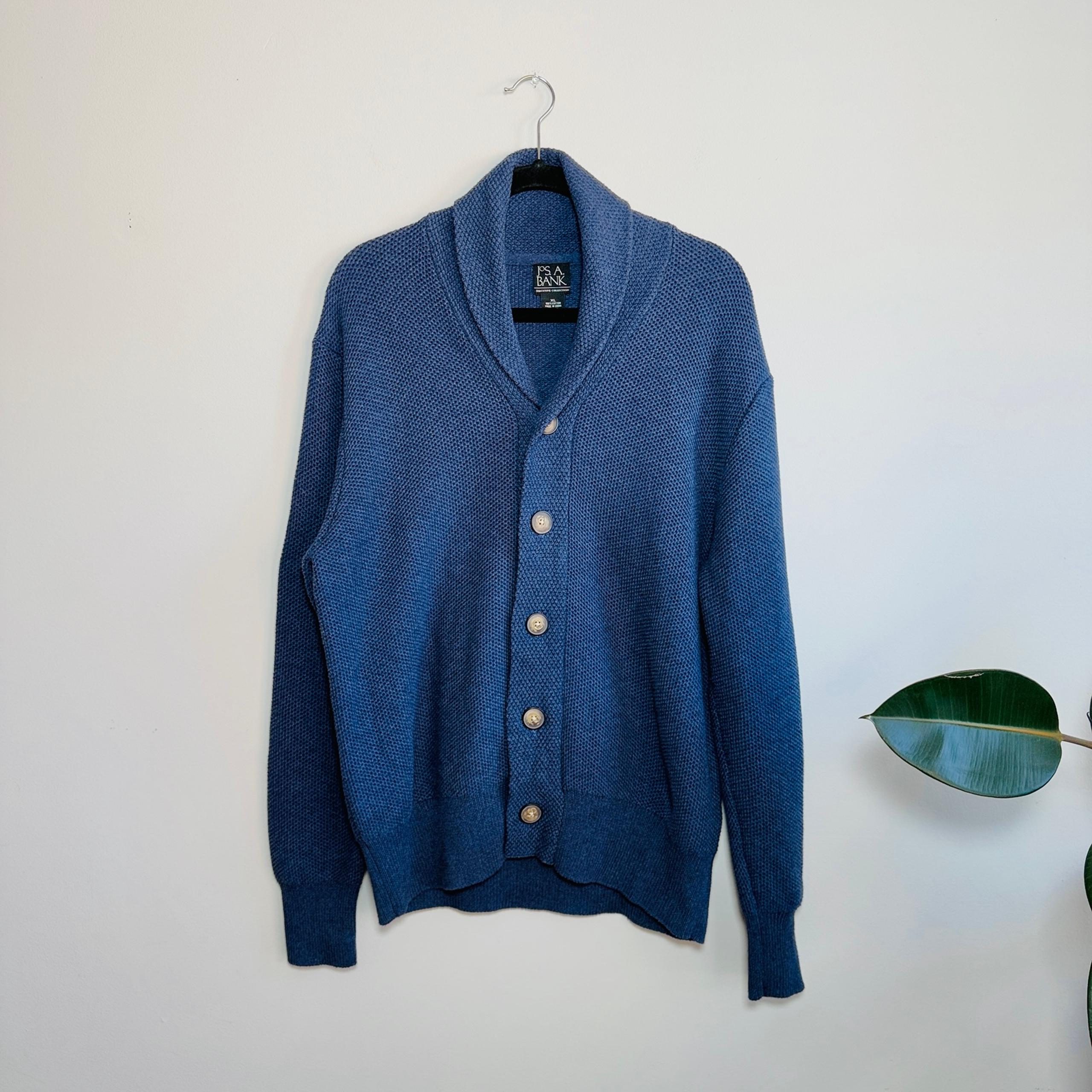 Jos. A Bank Cardigan Sweater Mens XL  Knit Elbow Patches Shawl Collar
