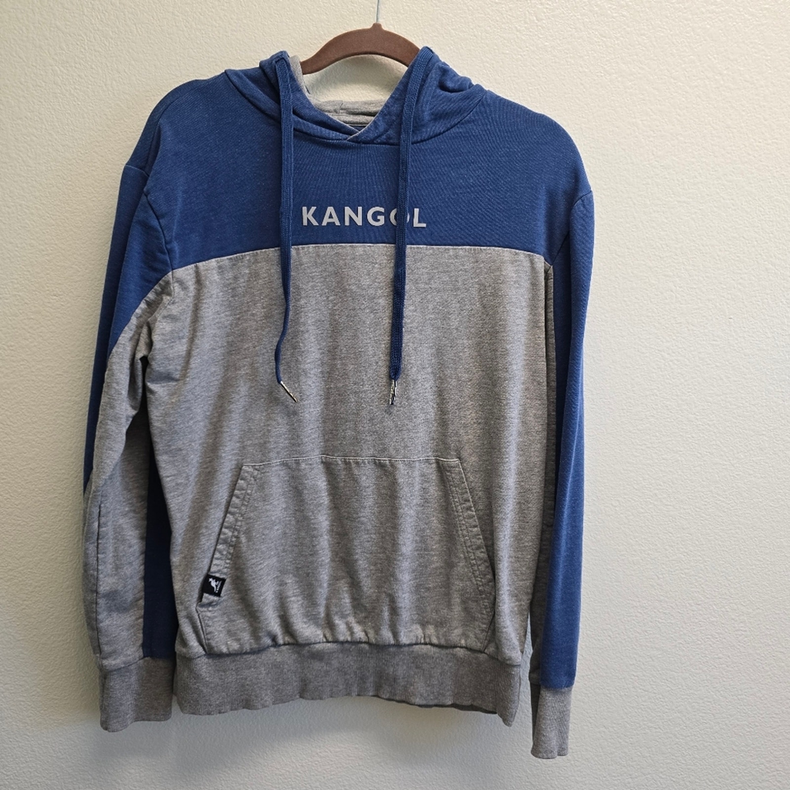 Kangol Blue and Gray Hooded Sweatshirt with Kangaroo Pocket size Medium