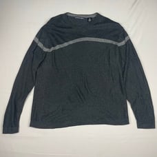Northern Isles Men's Gray V-Neck Silk Cashmere Sweater Size Large Stripe