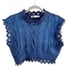 Zara Blue Foiled Cable Knit Cropped Sleeveless Sweater Vest Small