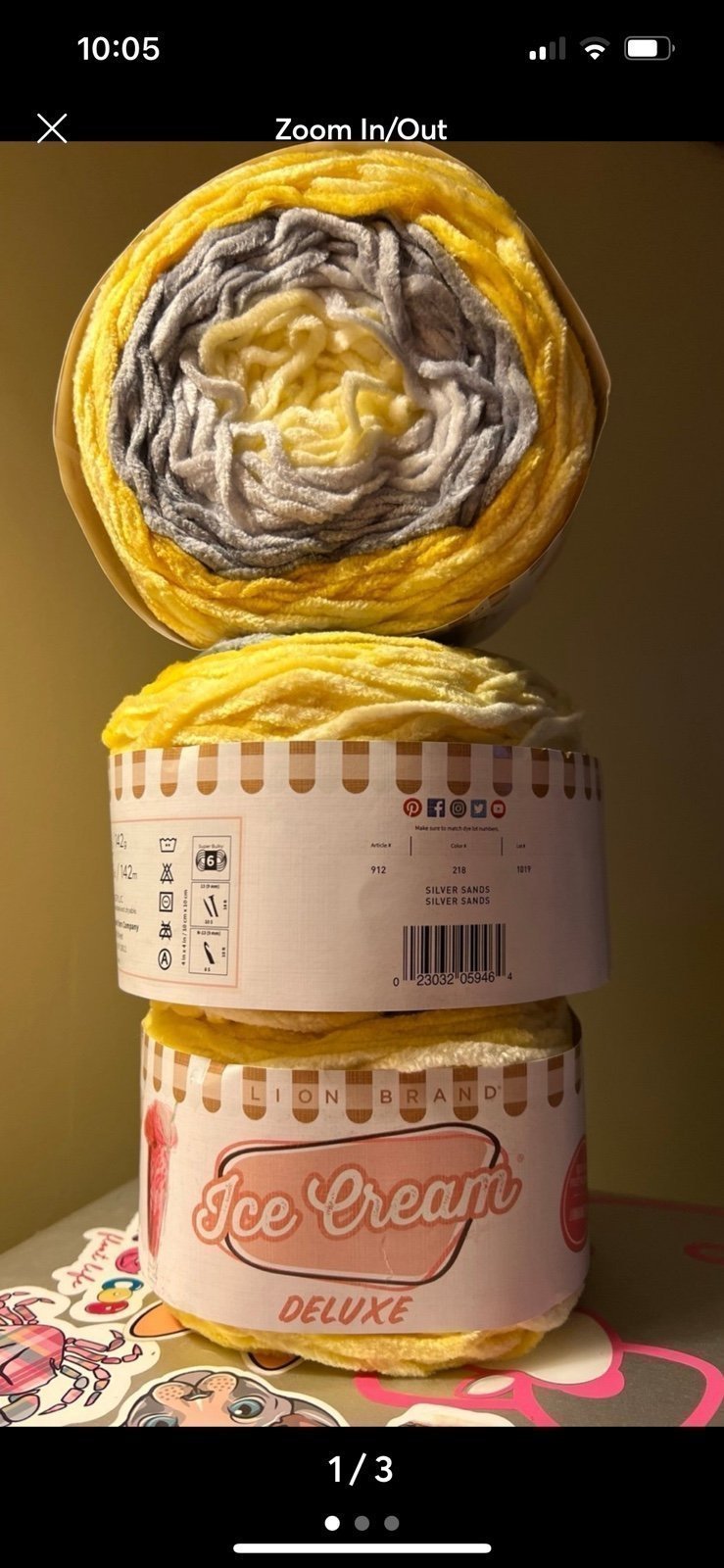 Lion Brand Yarns Ice Cream Deluxe yarn “Silver Sands” 6 skeins