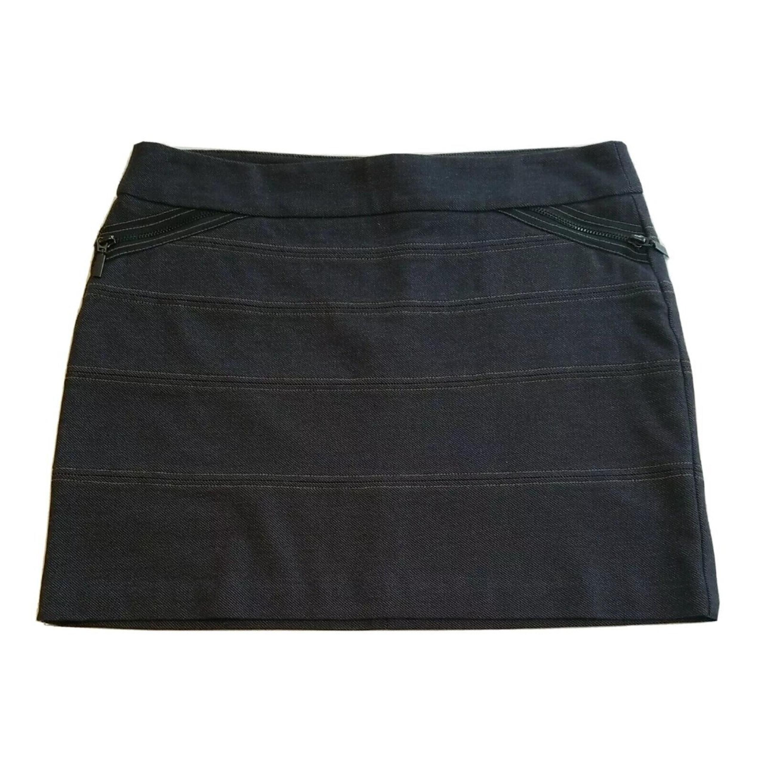 BCBGeneration Women's Mini Skirt Size 10 Blue Gray Straight Cut Zipper Detail