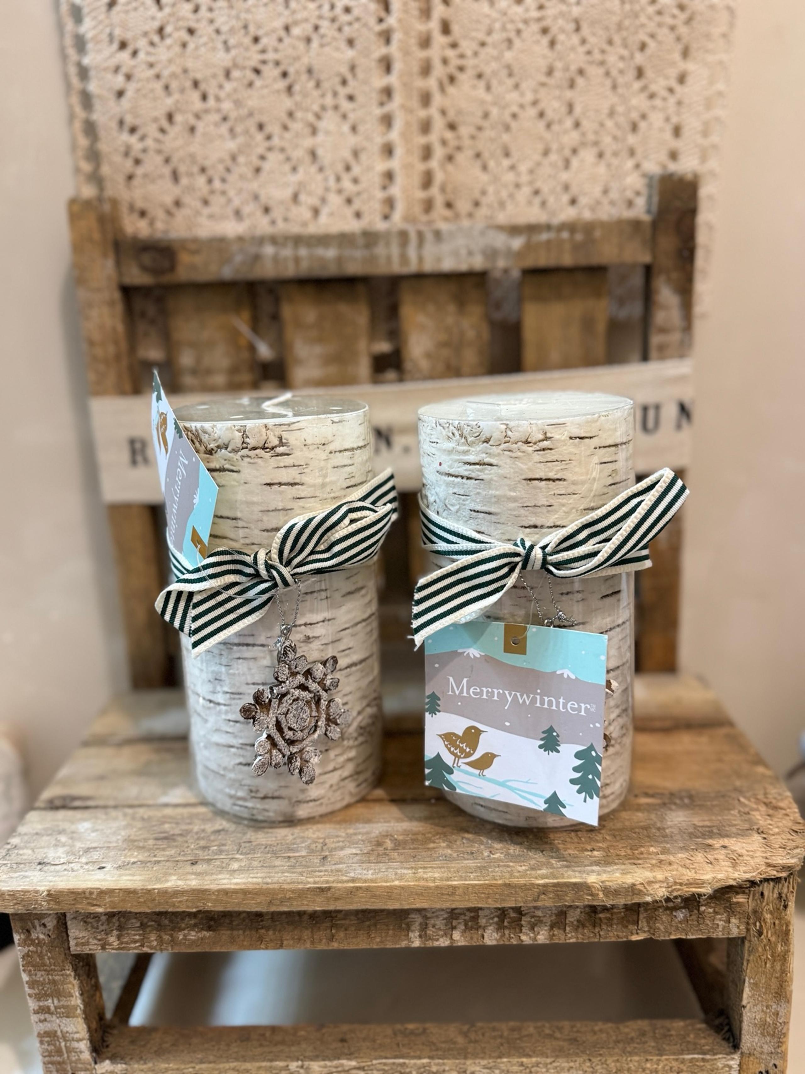 Birch White wood grain rustic candles