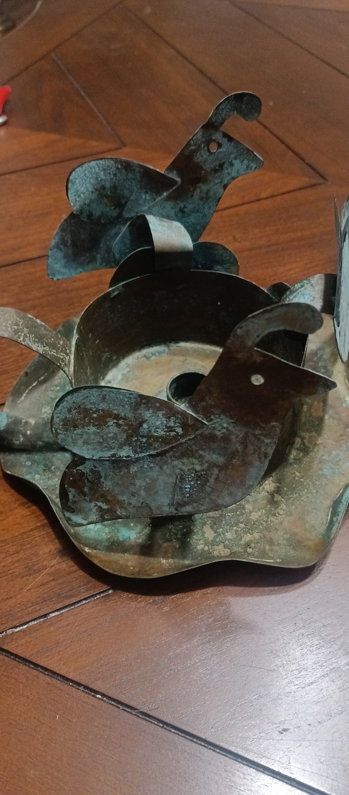 Vintage artisan copper lantern base