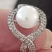 Vtg.Stunning Sterling Silver genuine pearl& cz ring- sz6
