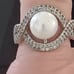 Vtg.Stunning Sterling Silver genuine pearl& cz ring- sz6