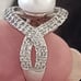 Vtg.Stunning Sterling Silver genuine pearl& cz ring- sz6