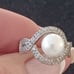 Vtg.Stunning Sterling Silver genuine pearl& cz ring- sz6