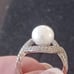 Vtg.Stunning Sterling Silver genuine pearl& cz ring- sz6
