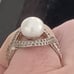 Vtg.Stunning Sterling Silver genuine pearl& cz ring- sz6