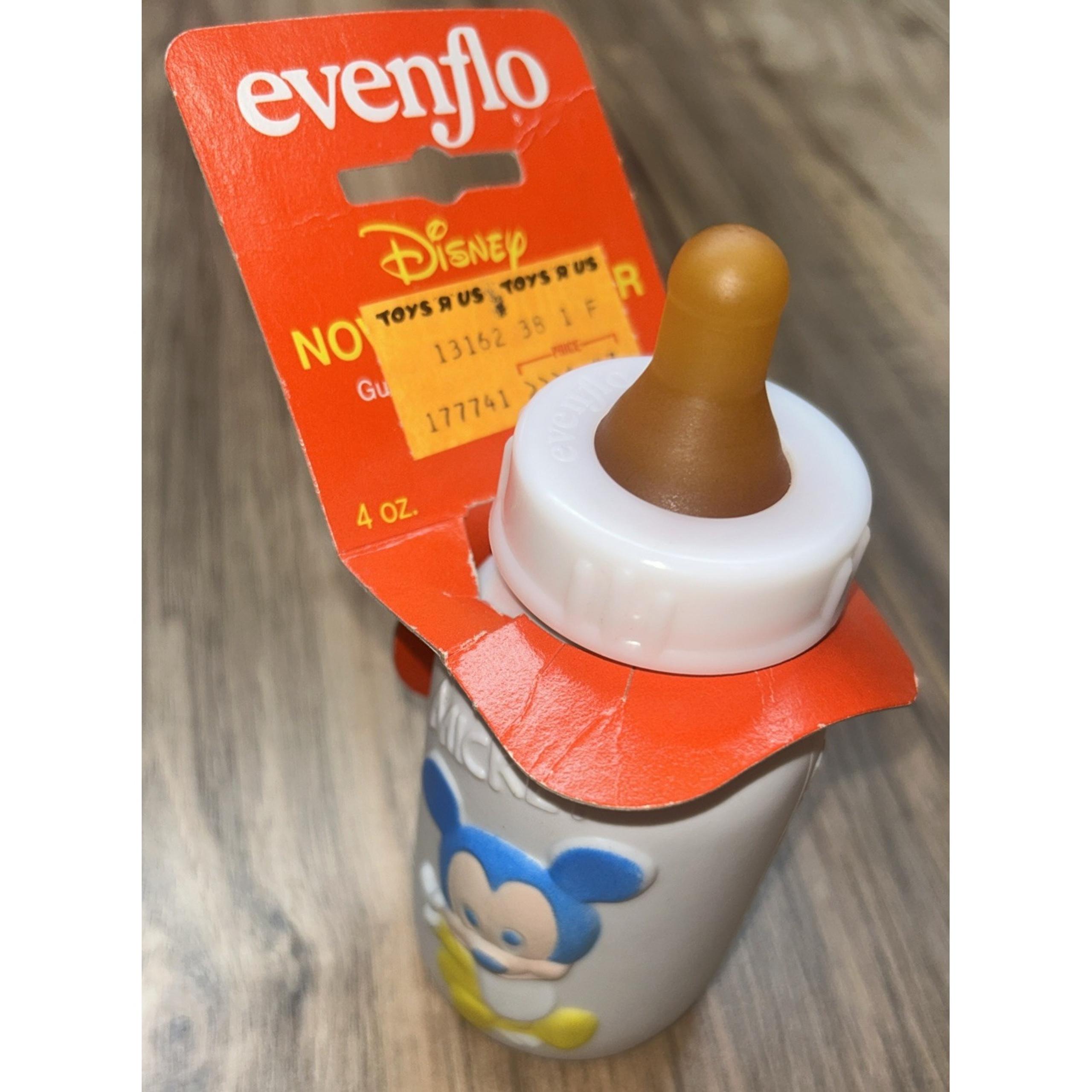 Vintage 1984 Evenflo Plastic Baby Bottle Walt Disney Mickey Mouse, 4oz